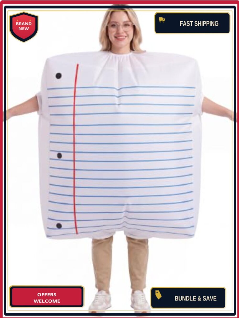 Adult Inflatable Composition Notebook Halloween Costume Teacher Cosplay